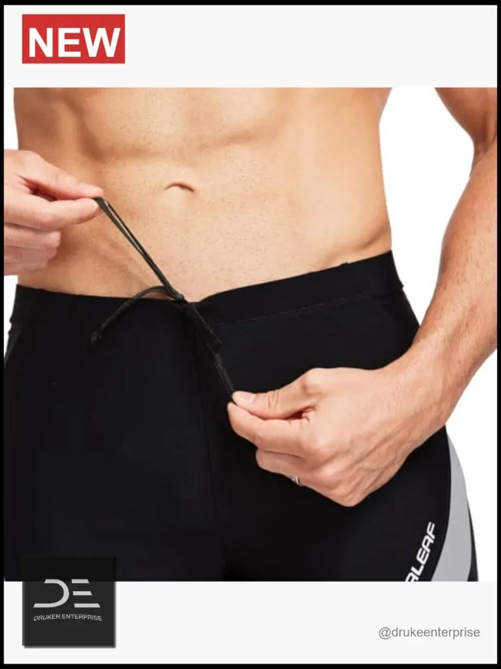 Square Leg Athletic Swim Jammers with Drawstring, Quick-Dry, UPF 50+